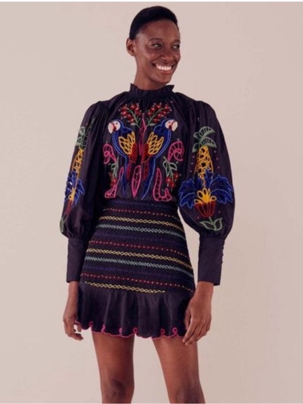 FARM RIO L/S Black Mori Color Print SZ: L